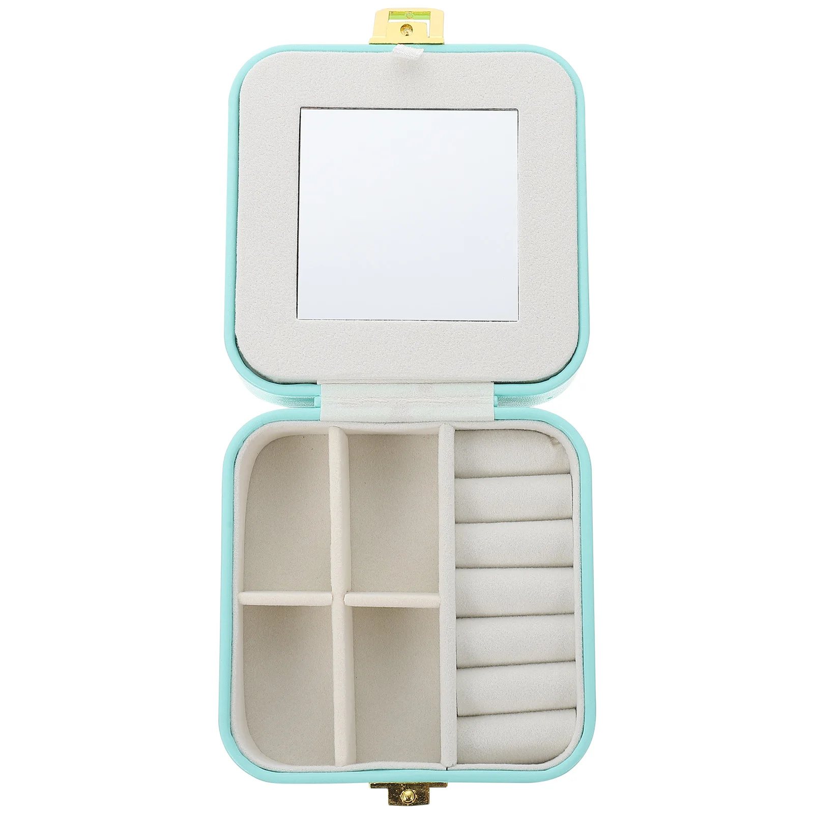 

Portable Jewelry Box Small Travel Jewelry Case Size PU Velvet Material Mirror ganizer Travel Case For Accessories