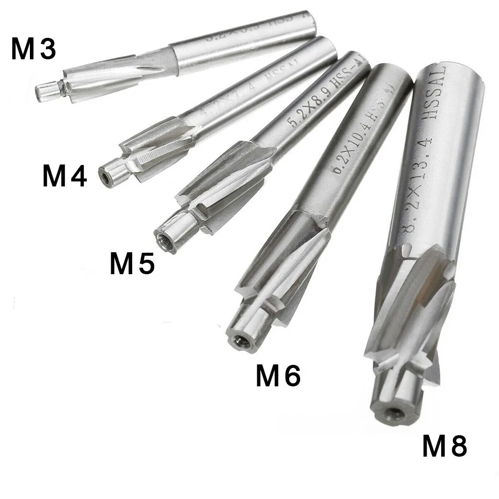 1pc HSS Counterbore End Mill M3-M8 Pilot Slotting Tool Countersink Milling Cutter Countersink End Mills CNC Machine Milling Tool