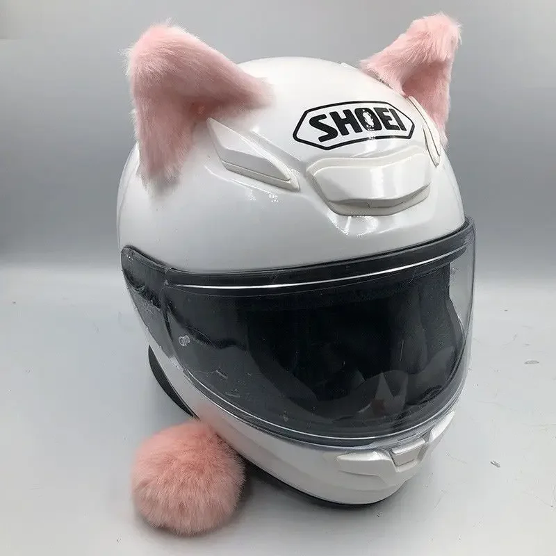 cat tail for motorcycle helmet 2Pcs Creative Cute Motorcycle Helmet 3D Plush Cat Ears with Tail Helmet  Decor Sticker Cosplayer Styling （Excluding Helmets）