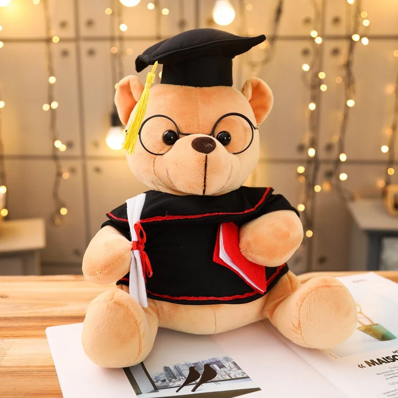 18/23cm Graduation Bear Stuffed Doll Wearing Bachelor's Gown Hat And Glasses Stuffed Bear Toy For The Students Graduation Gifts