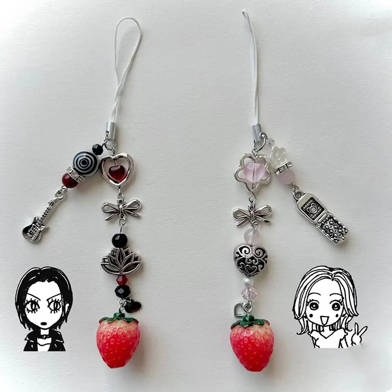 1pcs nana & hachi phone charms strawberry y2k bag charm