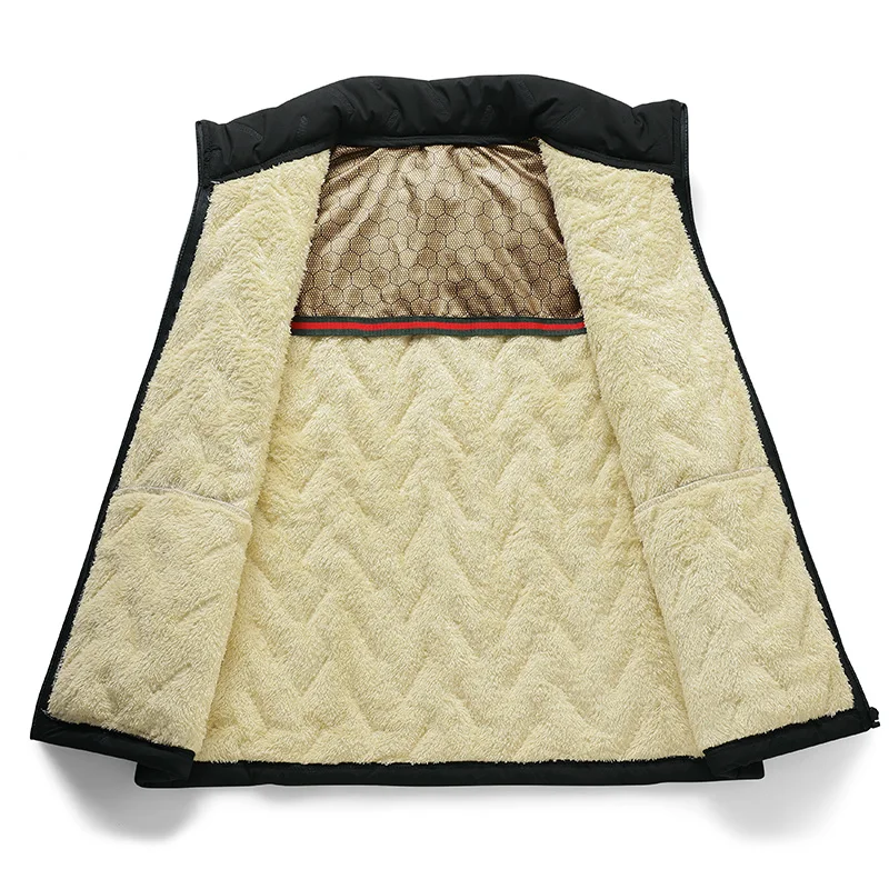 Men's Ultrasonic Velvet Graphene Vest workwear, Horse clip stand collar, Men's Thick Outdoor Sports, Foreign Trade Lamb Velvet V