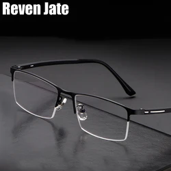 Reven Jate 9916 Half Rim Alloy Front Flexible Plastic TR-90 Temple Legs Optical Eyeglasses Frame for Men and Male Eyewear