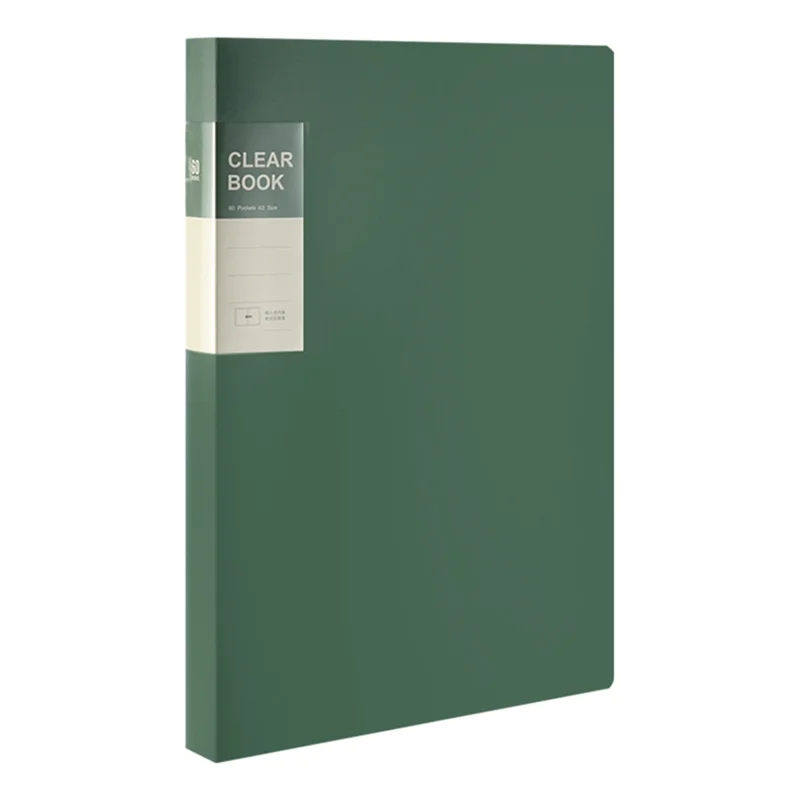 

ABHE-Insert Pockets A3 Side-Entry Art Portfolio For Students-Painting Folder, Poster, Sketch Paper, 60 Pages Green