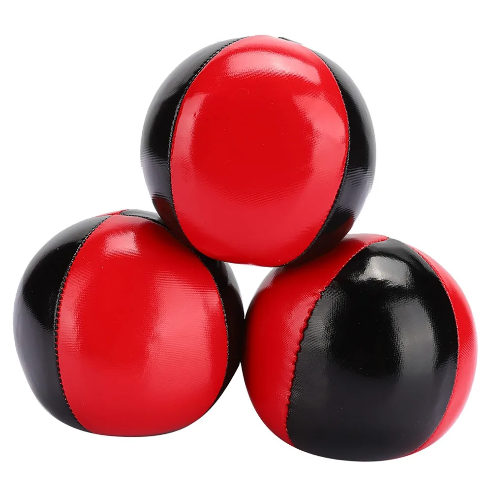 3PCS Speelgoed Bal Rood Zwart Jongleren Ballen Draagbare 6.3CM PU Lederen Jongleren Bal Geen Bounce Jongleren ballen Set Training Ballen
