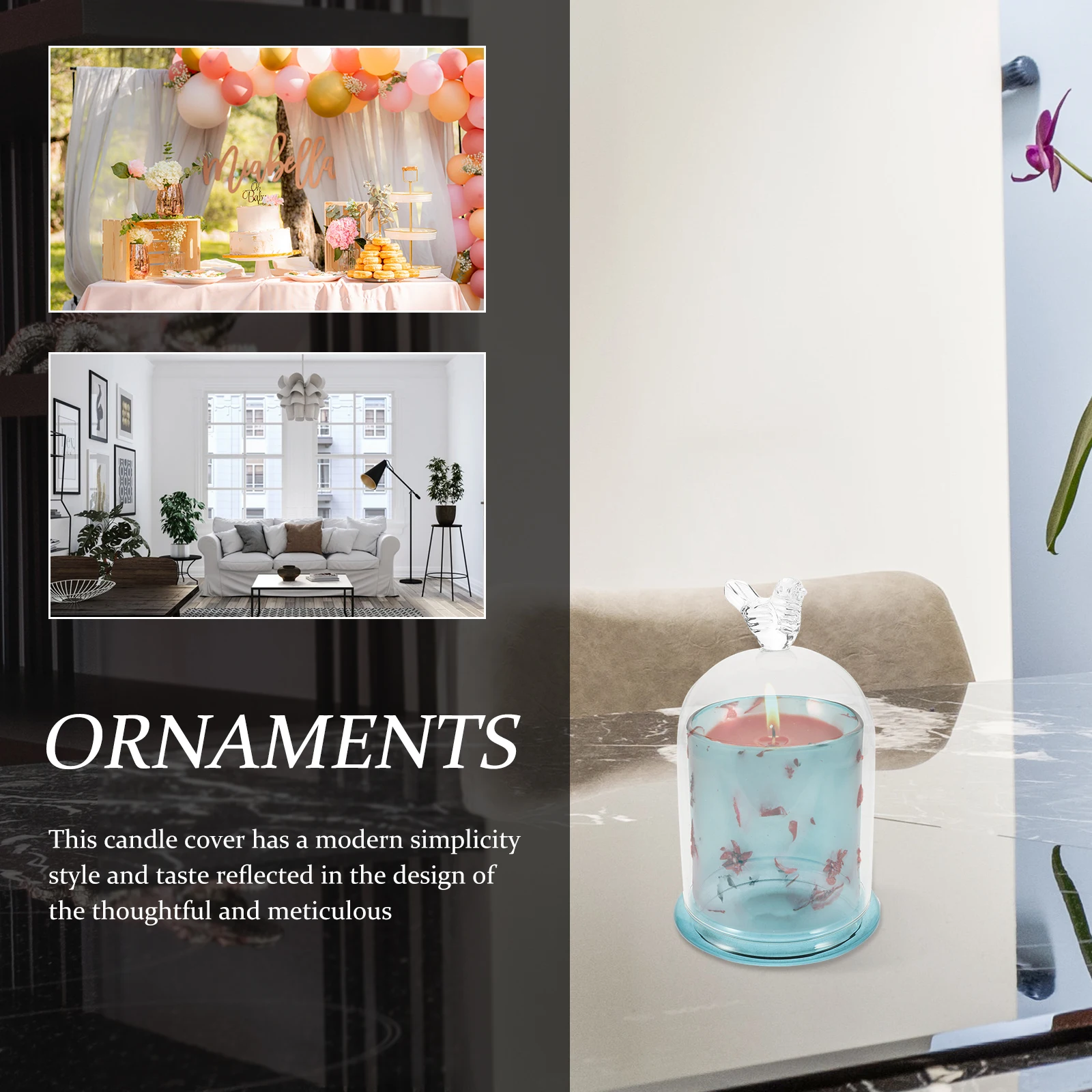 

1Set Aromatherapy Glass Cloche Holder Modern Style Transparent Dome for Home Decor Living Room Office Decorative