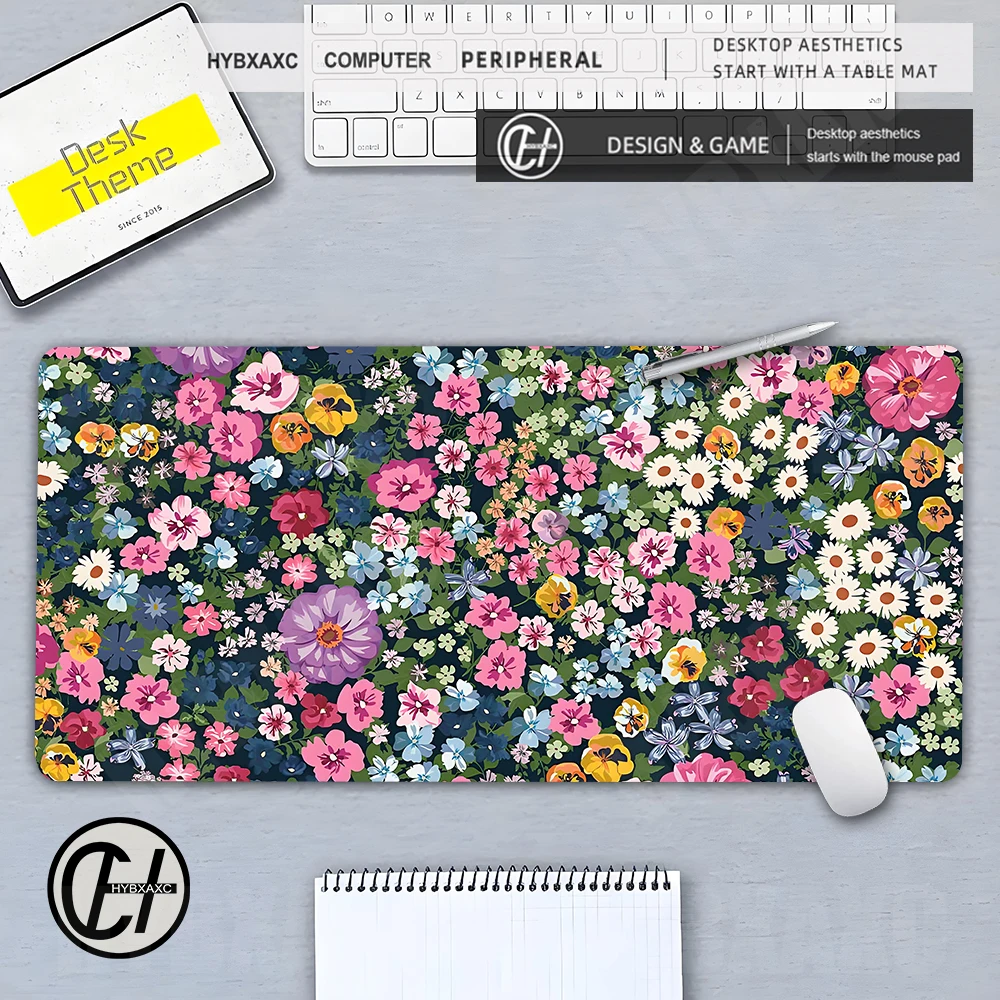 Pink Blooming Flowers Mouse Pad Gamer XL Custom Home New HD Mousepad XXL MousePads Soft Natural Rubber Carpet Mice Pad Table Mat