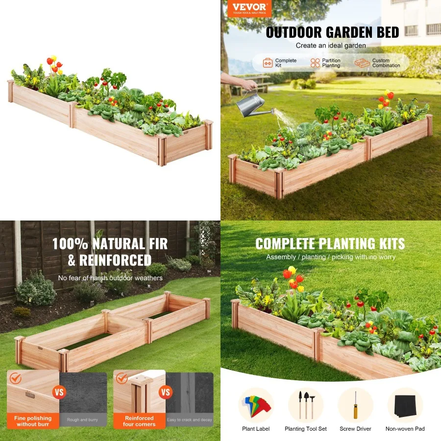

VEVOR Wooden Raised Garden Bed Planter Box 94.5x23.6x9.8" Flower Vegetable Herb