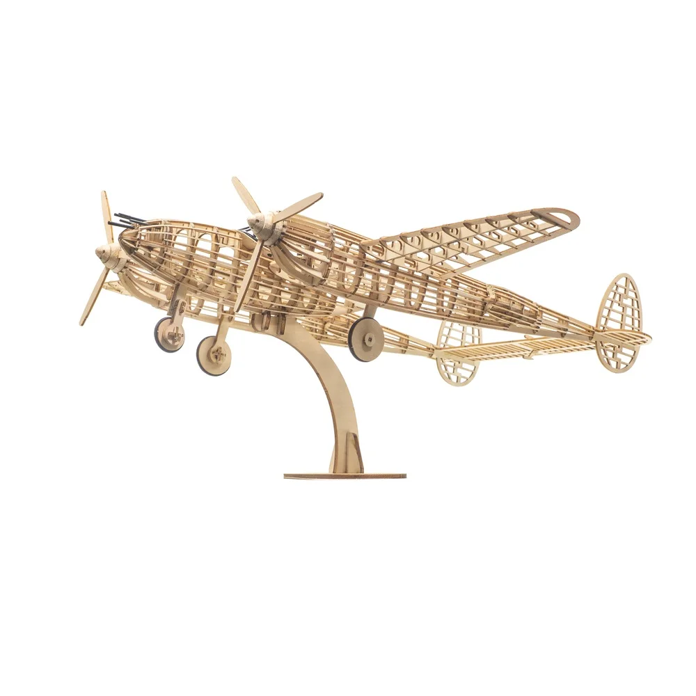 P-38 Lightning Balsa Wood Plane Model Kit 450mm Laser Cut Wooden Aircraft Static DIY Gift Display - view 5