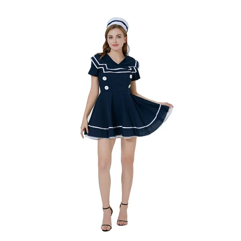 Costume de Marin de la Marine Uniforme de Jeu, Jupe de Séduction, Robe de Scène Cosplay d'Halloween