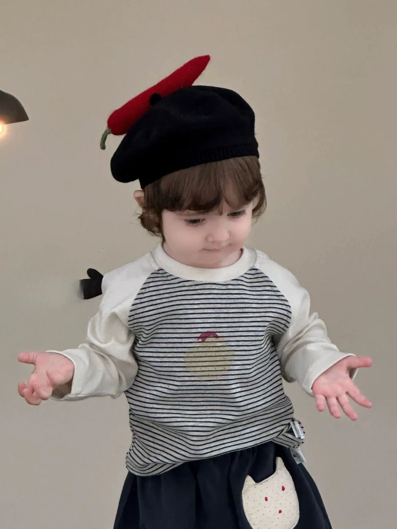 Kids Spring Fall Casual Versatile Cartoon Wings Striped T Shirt Top Casual Pants Boys Cute Style Striped T Shirt
