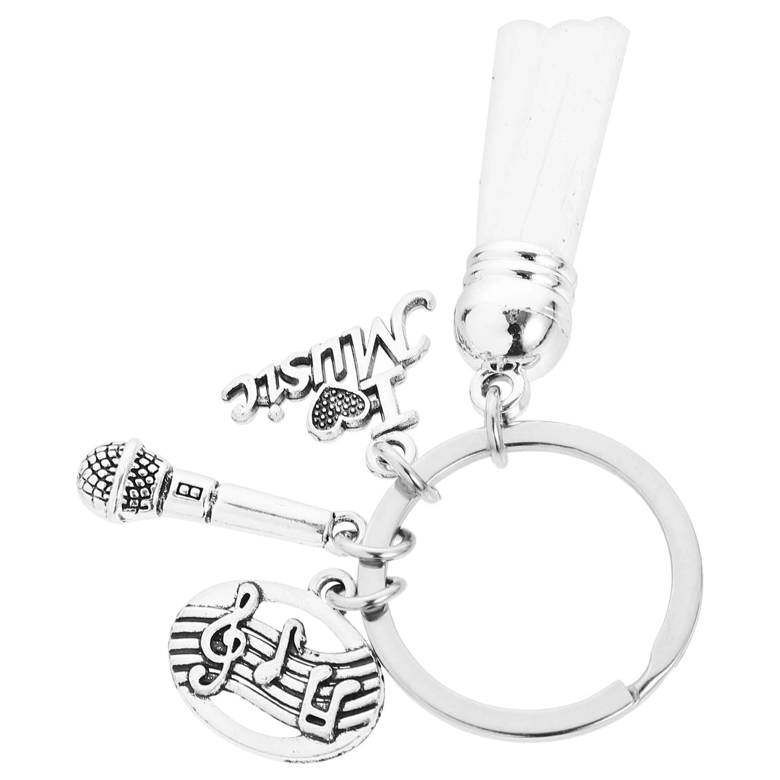 

Musical Note Microphone Keychain Pendant Mini Keyring Holder Rings Beach Bag Hanging Decorative Accessory Zinc Alloy Durable