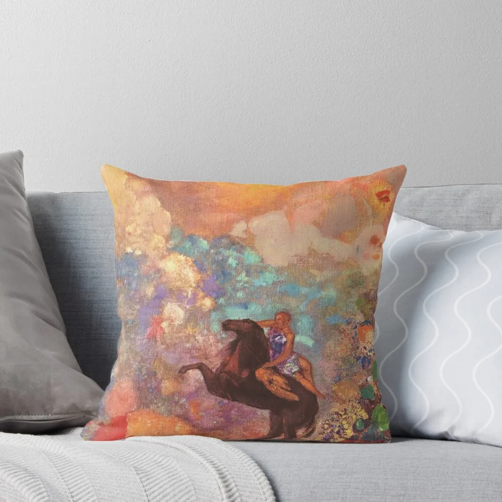 HD The Muse on Pegasus, by Odilon Redon The Muse on Pegasus (1900) High Definition Throw Pillow Couch Cushions pillow