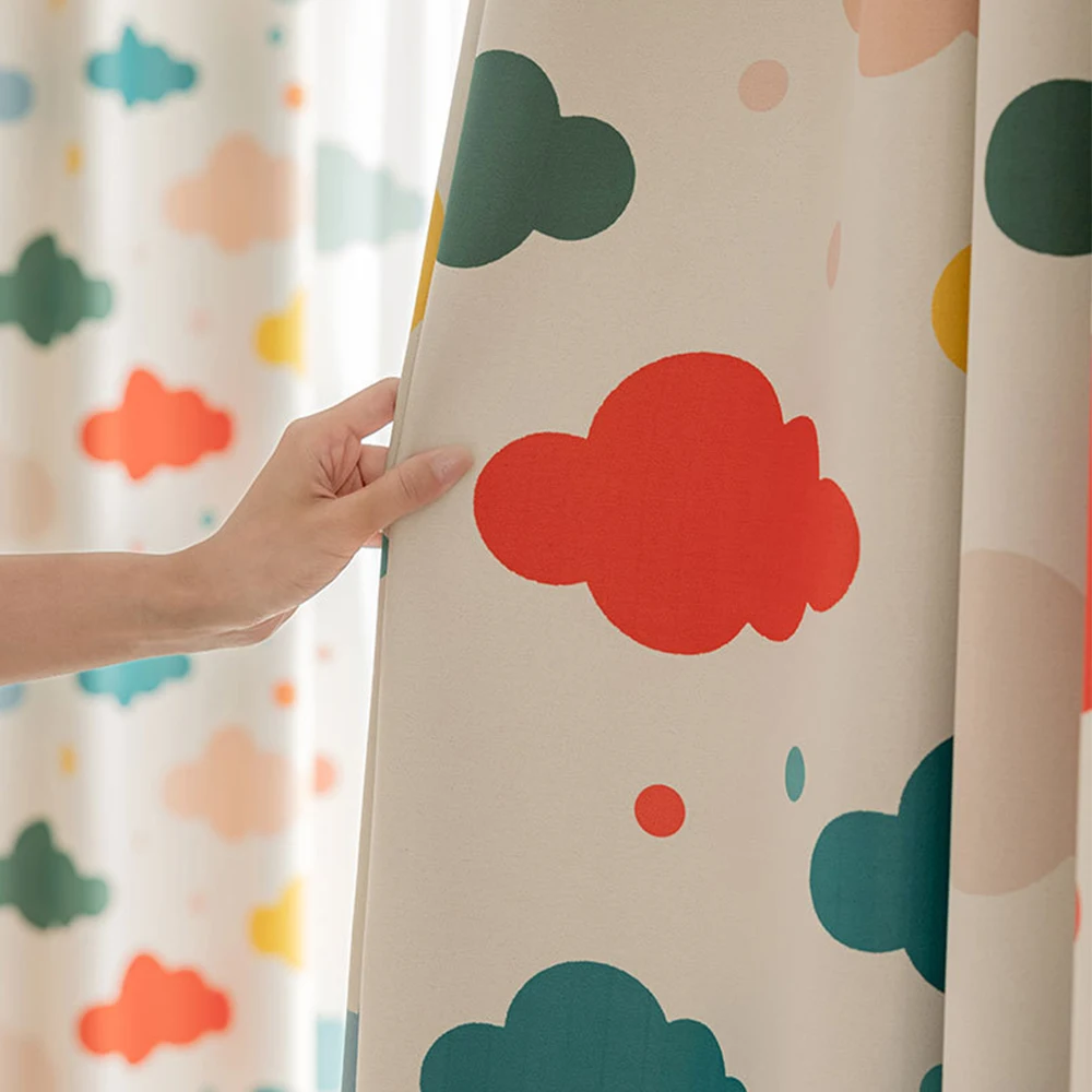 

1pc Cotton Linen Blackout Curtains, Cartoon Style Drapes for Kids Room, Noise-Reducing Customizable Window Coverings
