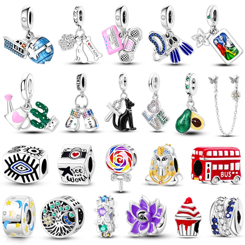 

Real 100% 925 Sterling Silver Dog Animals Heart Colorful Charms Beads For Pandora Original Bracelet Diy Jewelry Making 2023 New