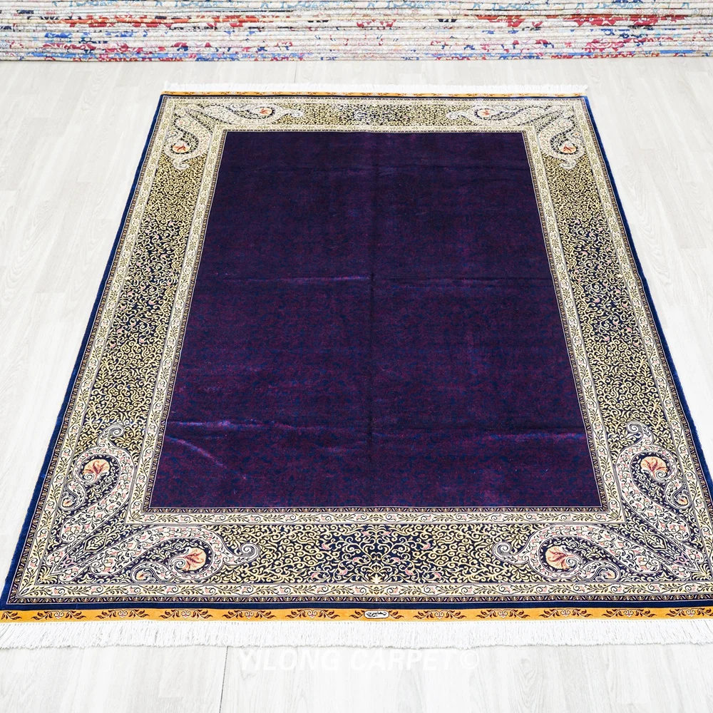 168x244cm Silk Turkish Carpets Purple Rectangle Vantage Oriental Persian Silk Rug (YL0223A)