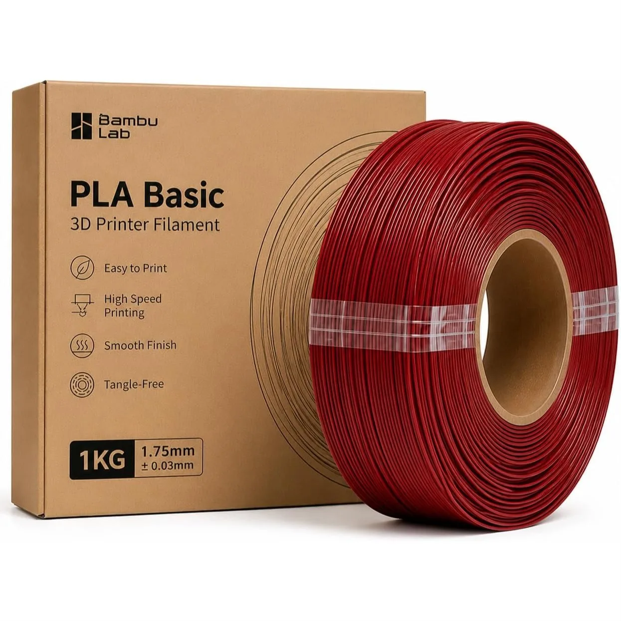 

PLA Filament Matte 1.75mm 1kg High Tenacity 3D Printer Filament - Maroon Red Refill