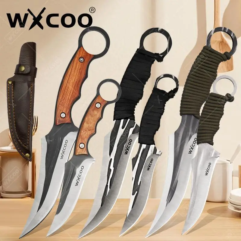 WXCOO Metzger Ausbeinmesser Hackmesser mit Abdeckung Edelstahl Fleisch Fisch Obst Gemüse Schneiden Küchenkochmesser