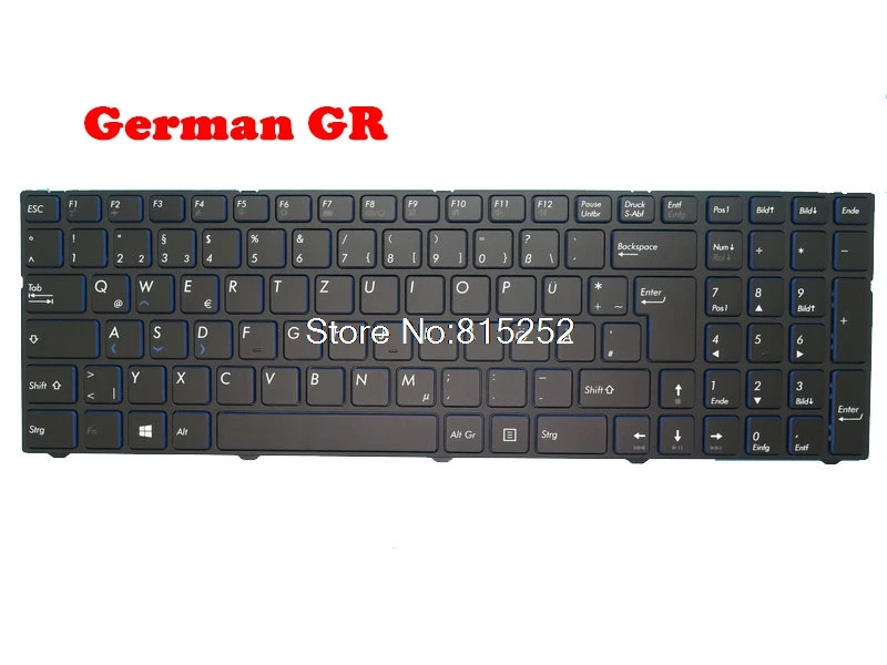 

Laptop Keyboard For MEDION AKOYA P7645 MD60284 MD60328 MD60437 MD60438 MD60610 MD60636 Black With Frame German GR Blue edge