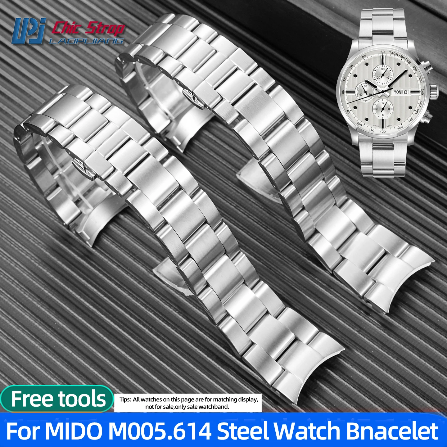 

For Mido MULTIFORT Seires M005.614 Solid Stainless Steel Watch Strap Mido M005 Arch Metal Bracelet for Men Waterproof Belt