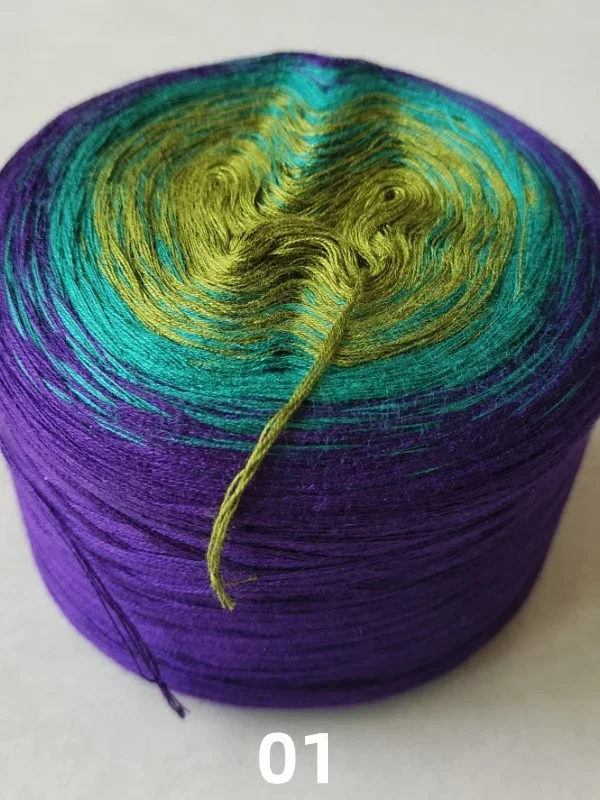 Handmade Gradient Color Cotton Yarn Shoulder Wrap Scarf Summer Short Sleeve Cake Yarn Splicing Segment Dyeing Weaving Long ...