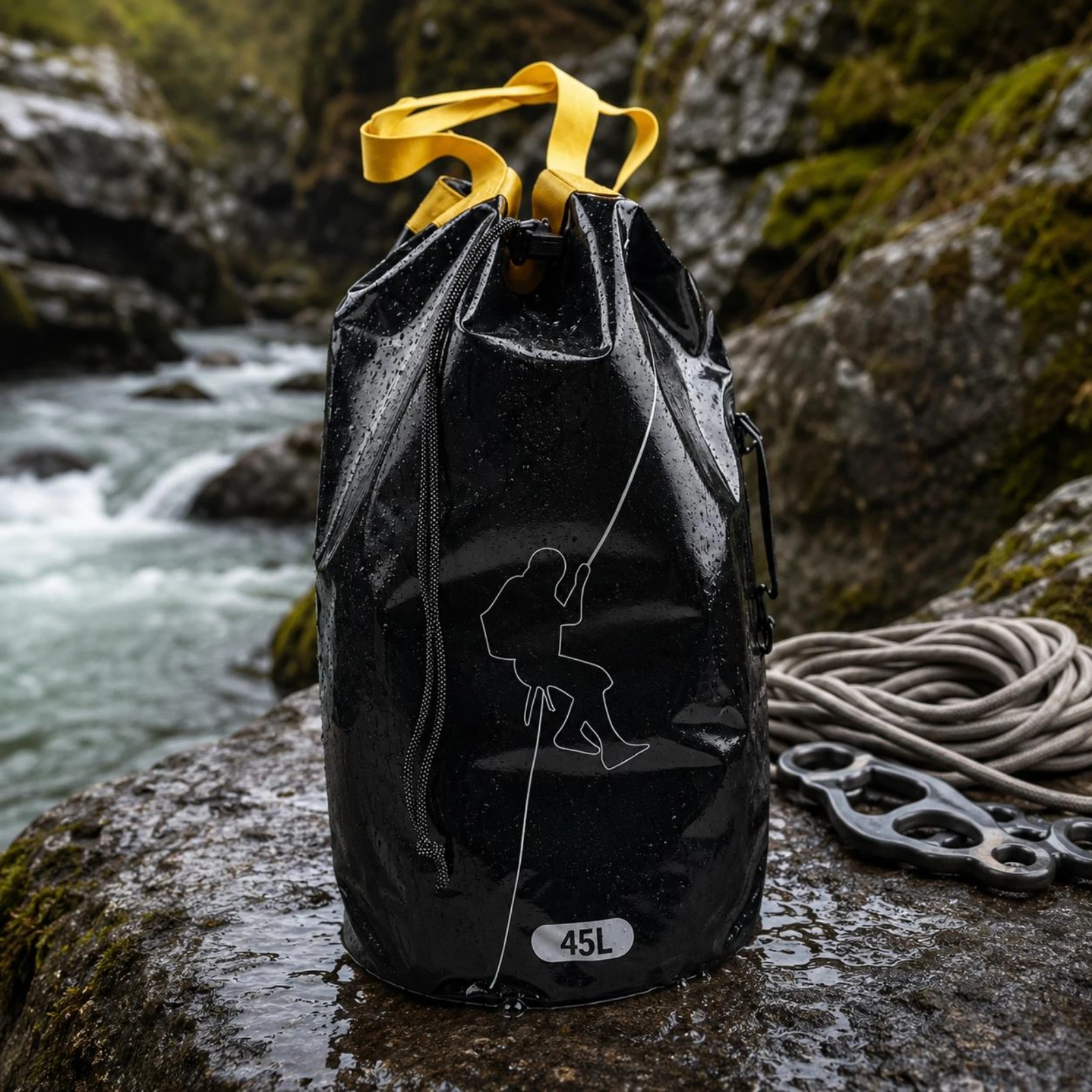 

Climbing Rope Backpack Heat-Sealed Climbing Rope Bag Mesh Material Drain Hole for Canyoning