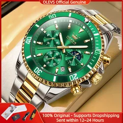 OLEVS Top Brand Men's Watches Pilot Style Trend Fashion Original Wristwatch for Man Waterproof Luminous Moon Phase Chronograph