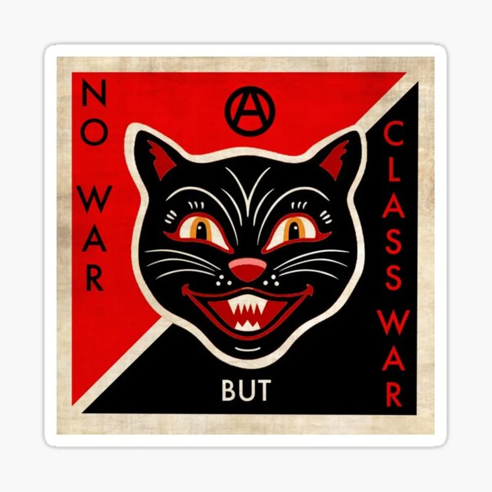 

No War But Class War Sticker for Laptop Decor Bedroom Car Cute Cartoon Art Fashionable Public Suitcase