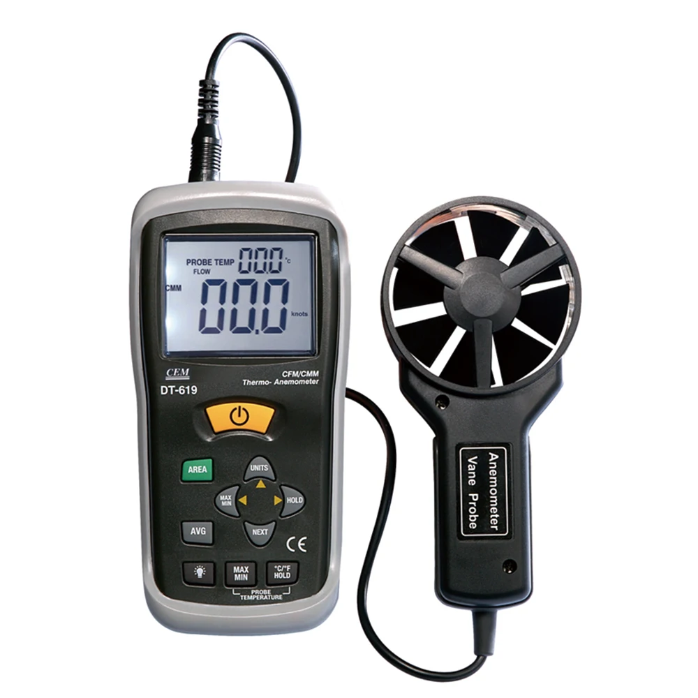 CEM DT-619 Marine Anemometer Air Velocity Meter With Temperaureture Air flow Meter