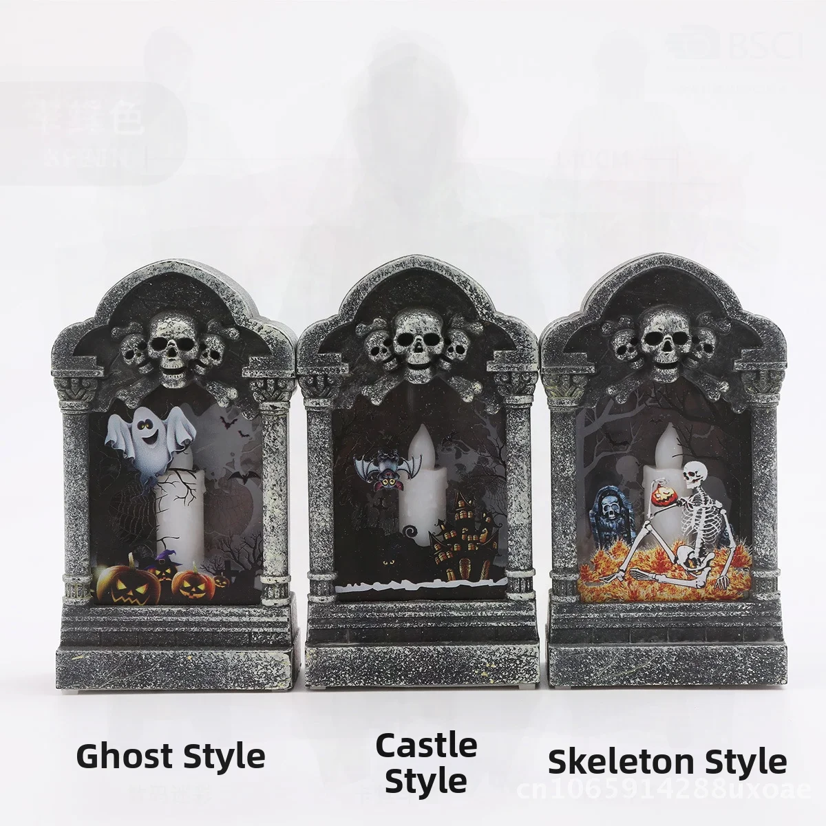 

Halloween Tombstone Wind Lamp Creative Luminous Night Light Bar for Haunted House Secret Room Atmosphere Decoration Gray Plastic
