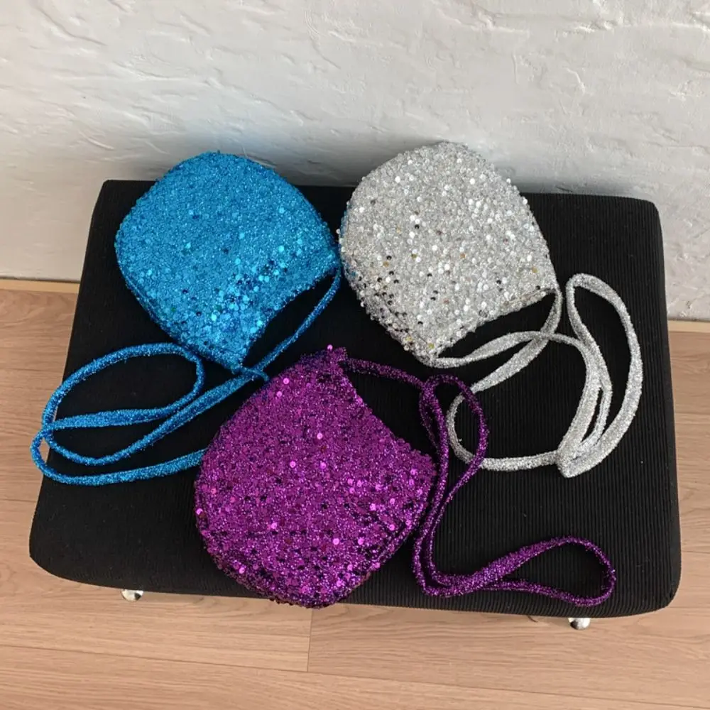 

Casual Blingbling Sequin Crossbody Bag Heart Cute Canvas Shoulder Bag Handbag Large Capacity Cloth Messenger Bag Students