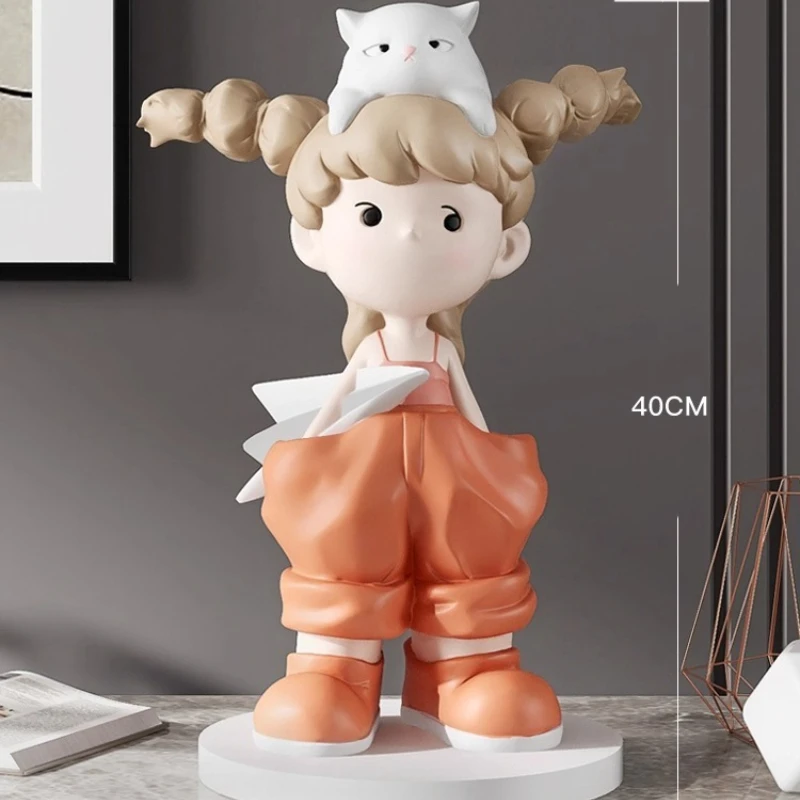 Girl Living Room Statue Ornament Bedroom Desktop Decoration Accessories TV Cabinet Entrance Home Decor Housewarming Gift