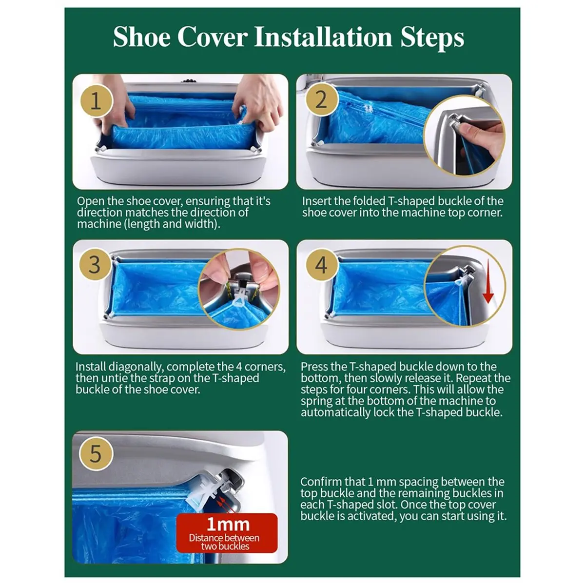 Automatic Shoe Cover Dispenser with 200pcs Covers for Most Shoe Sizes Ideal Indoor Use for Home, Hospital, Factory