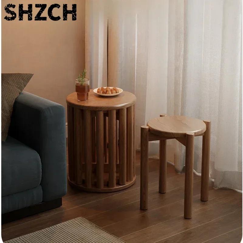 Creative Stacking Dining Chairs Solid Wood Living Room Low Stool Multi Functional Tea Table Versatile Scene Modern Furniture