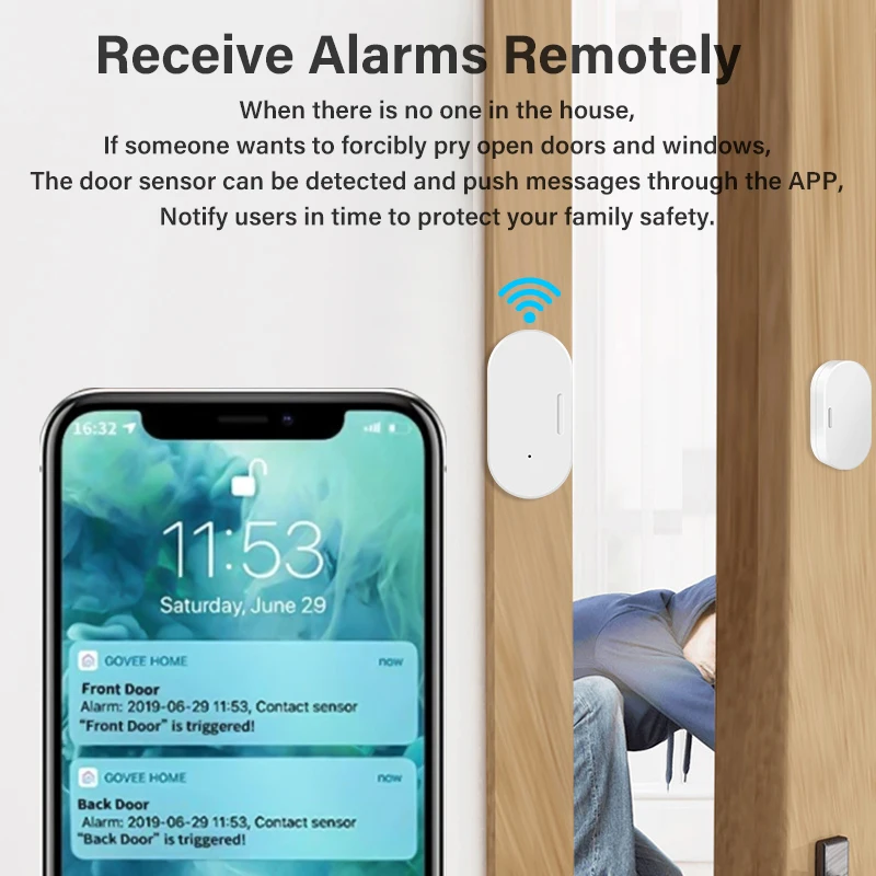 Xiaomi-Sensor de porta Zigbee para casa inteligente, alarme anti-roubo, controle remoto, automação, trabalho com Alexa, Google Home Via Smart Life