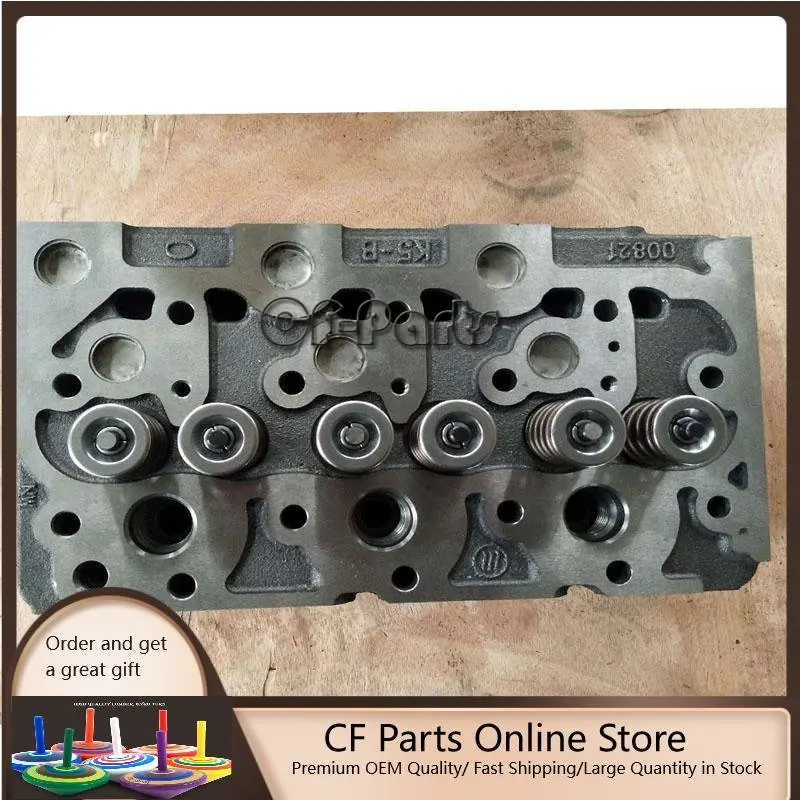 Free Shipping Complete Cylinder Head For Kubota K5B D1302 Engine With Full Set Valves Model 1 Small Water Window