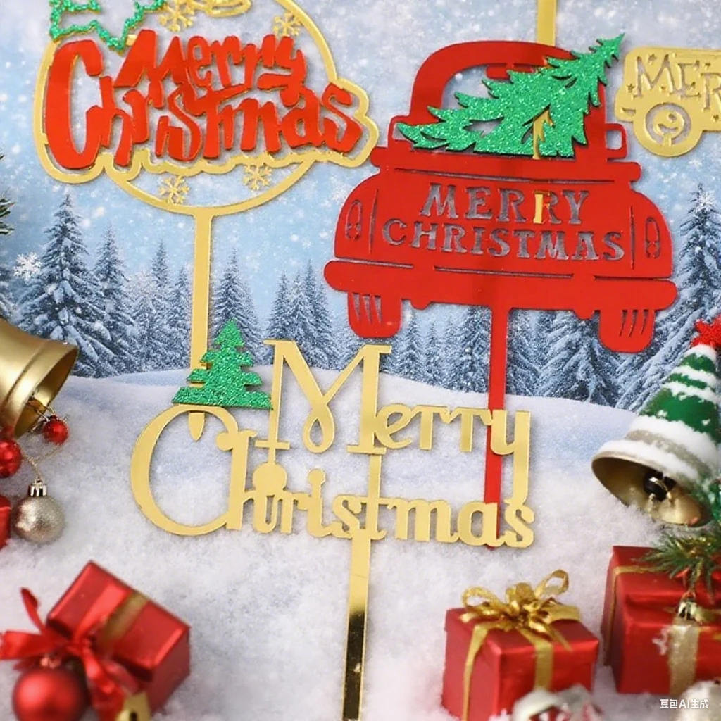 2025 Weihnachts-Cake-Topper aus Acryl – Frohe Weihnachten-Cupcake-Picks für Weihnachts-Dessertpartys und 2026 Frohes Neues Jahr Dekorationen