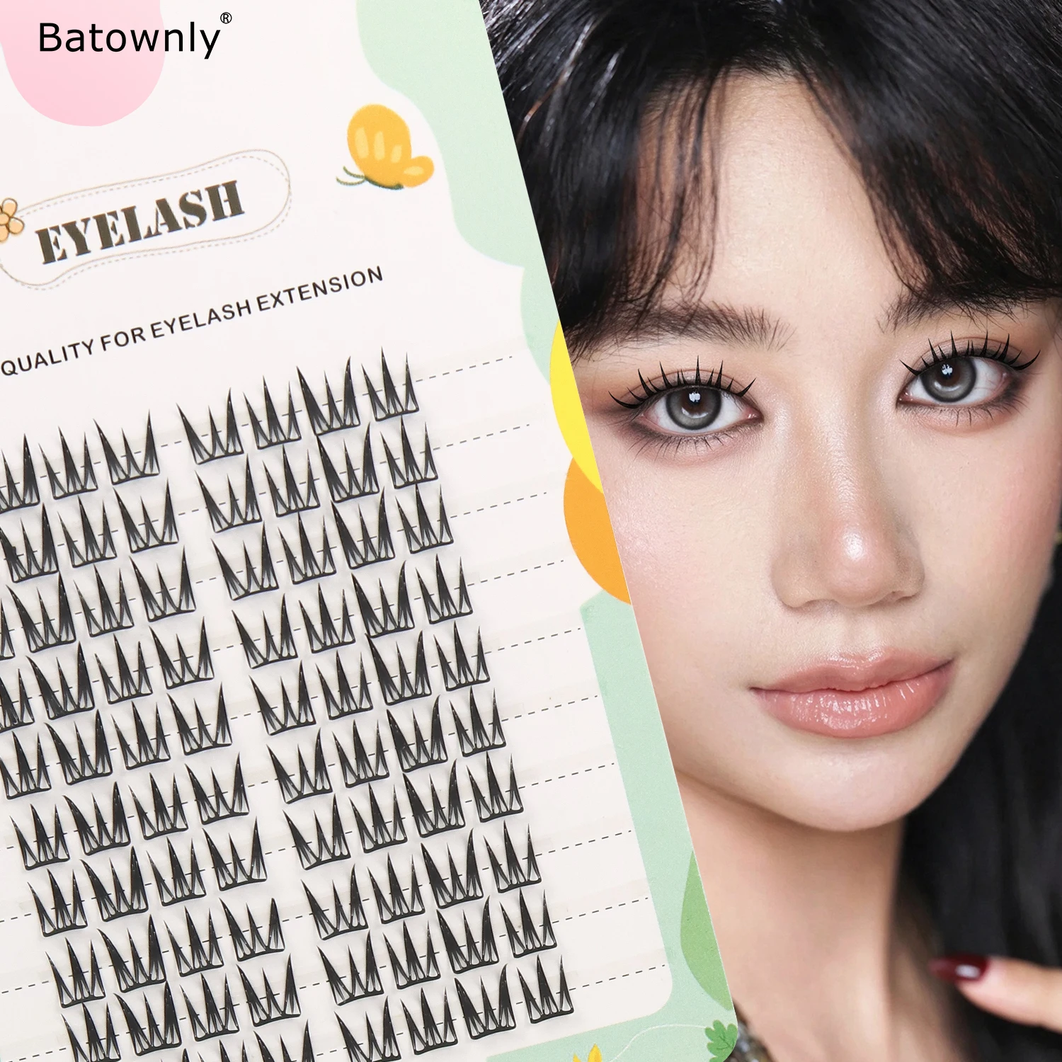80 Clusters of Eyelash Clusters for Female Idol Group Photoshoots, Natural and Thick False Eyelashes, Korean Idol Style, Everyday Photogenic, Realistic Asian Mixed-Race Vibe, DIY Eyelash Clusters