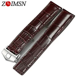 ZLIMSN Customized Crocodile Leather Strap Fit for TAG Heuer Autavia CARRERA WatchBand