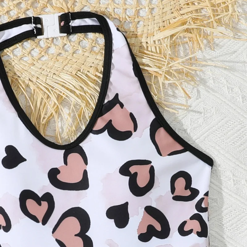 Girls One Piece Swimsuit 7-12 Year Kids Swim Suit Teenage Children's Swimwear 2025 Leopard Bathing Suits with Shorts Bodysuit