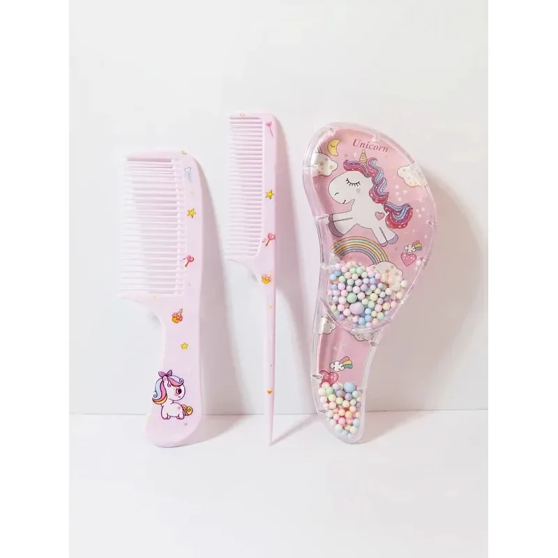 3pcs cartoon Comb Set, Wet and Dry Dual-Use, Hair Styling, Suitable for Any Hair Texture, Gift Set, Special for Real Hair Wigs