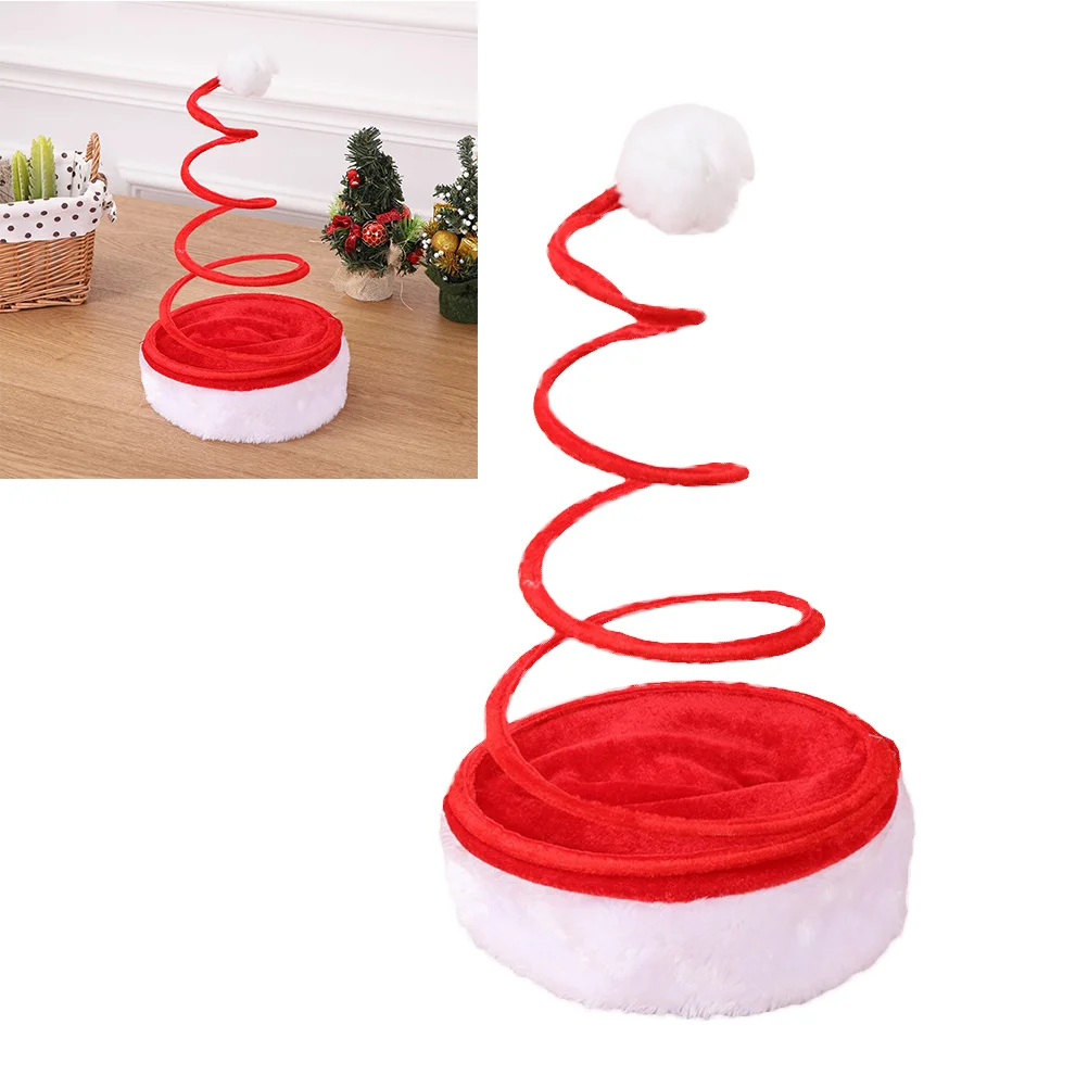 

Santa Hat Christmas Party Favorite Red Spring Coil Design One Size Fits Most Cheerful Costume Prop for Men Women Gathering