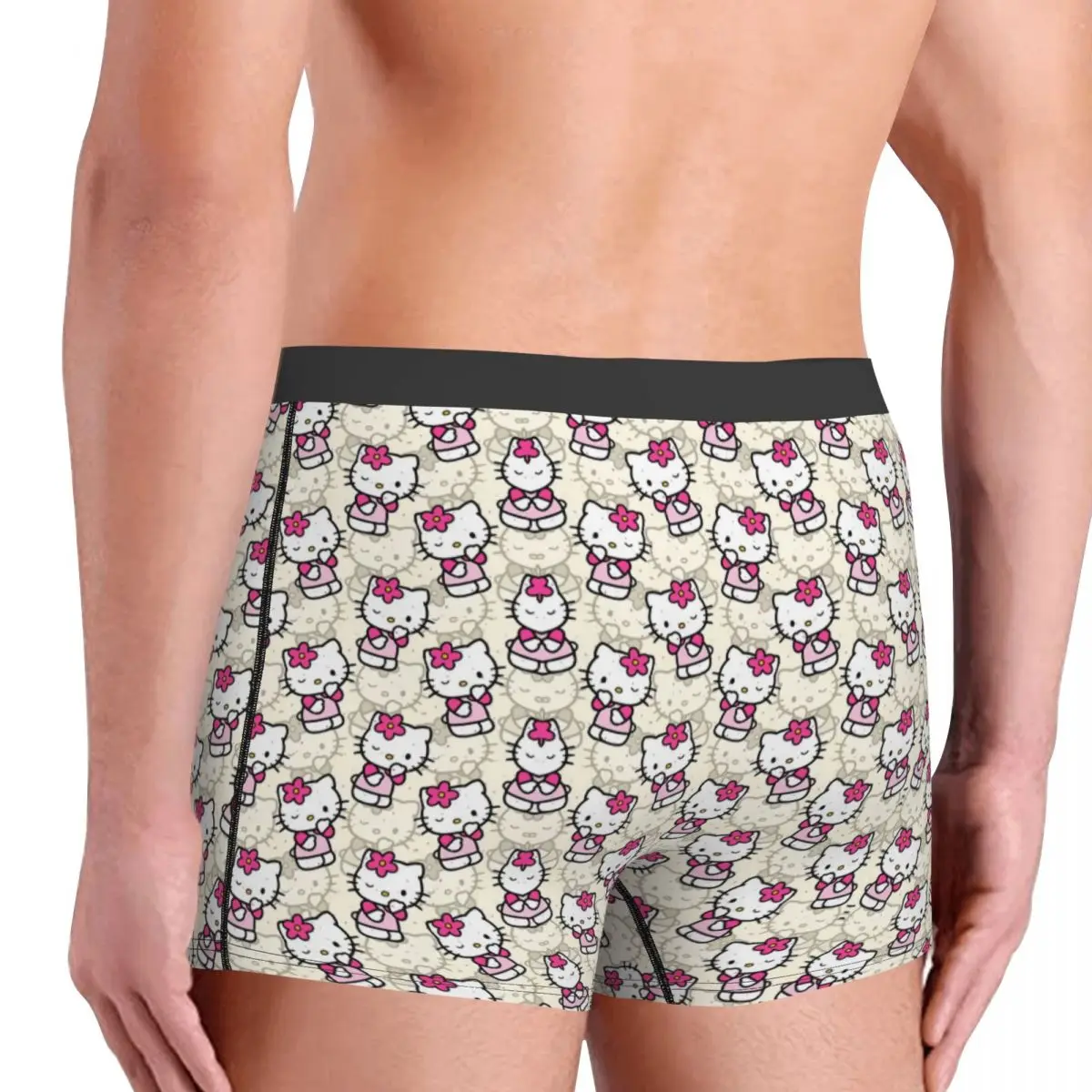 Hello Kitty Cat Underwear Male Printed Customized Boxer Briefs Shorts Panties Breathable Underpants