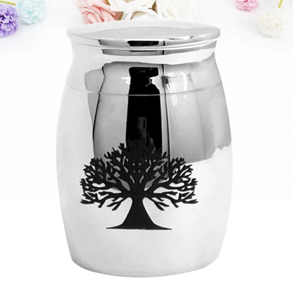 Stainless Steel Cinerary Funerary Urn Jar Opening the Tree of Life Urn Container stainless steel urn commemorative casket