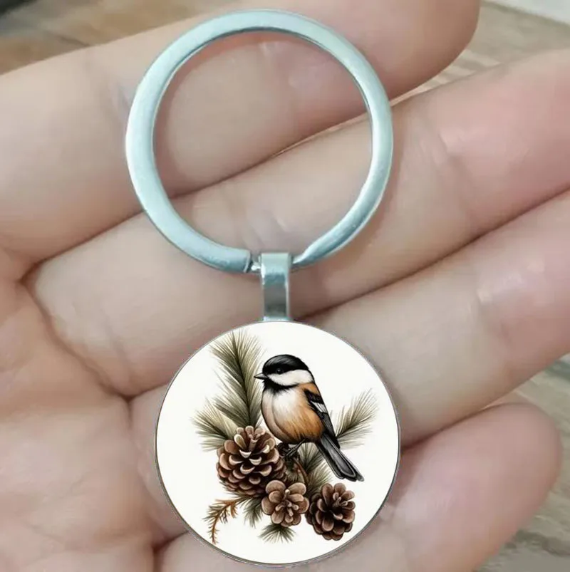 Maine Rooster keychain for men, creative white pine cone keychain, a gift for those who love nature