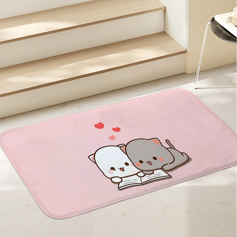 Children's Bedroom Carpet P-Peach Mochi Cat, Lovely Rug for Kids Room, Soft Doormat Entrance Door, Hallway Veranda Foot Mat