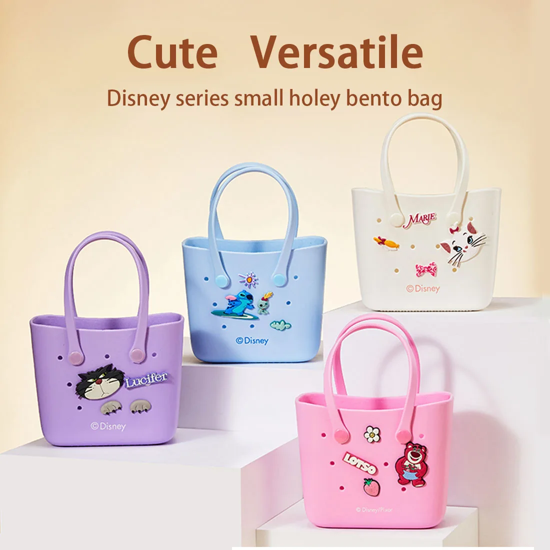 Disney Lunch Bag Small Tote Bag Cute Character Handbag Portable Food Storage Bag Reusable Picnic Tote Travel Organizer Carry Bag