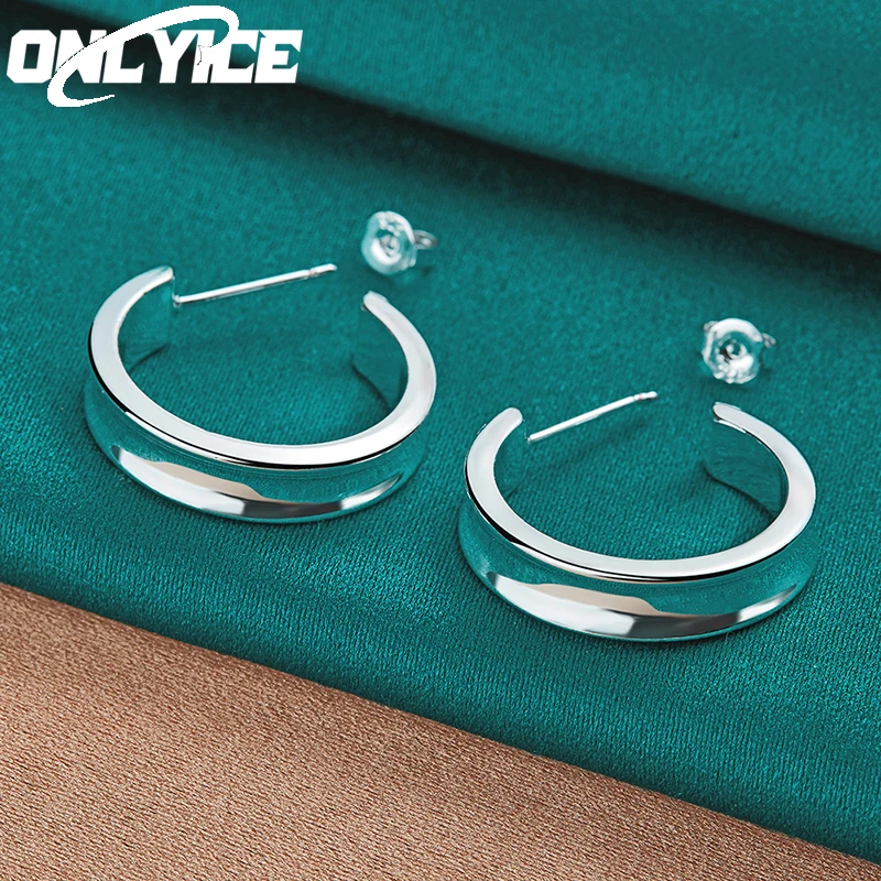 

Wholesale Fashion 925 Sterling Silver Smooth Concave Earrings Stud Elegant Cute Women Charms Party Wedding Jewelry Gifts