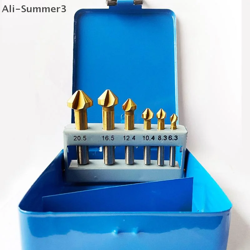 

6 шт., 3 флейты, 90 градусов, высокоскоростная стальная фреза для удаления заусенцев, концевая фреза, инструмент для снятия фаски, сверло для металла, дерева, зенковка