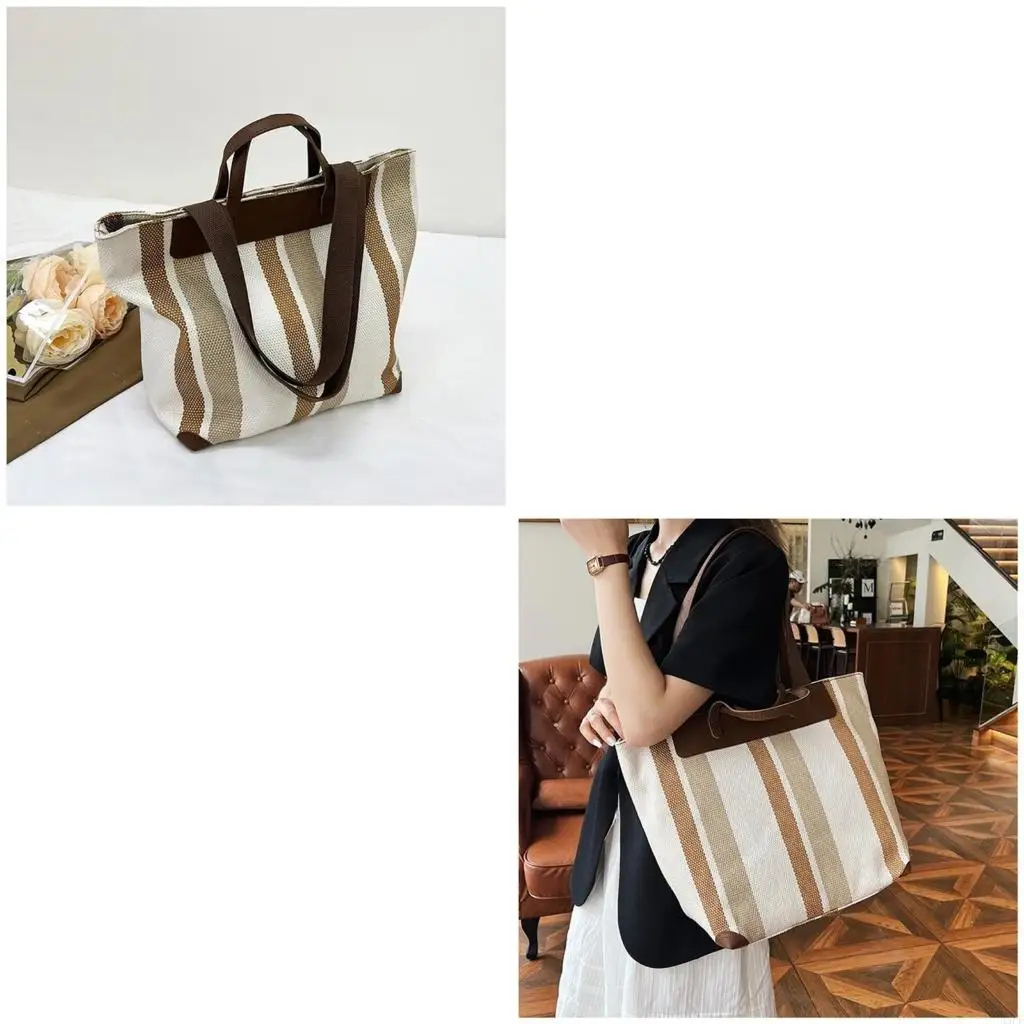 

All-matching Underarm Bag for Women Contrast Color Handbag Commuting Bag Stripe Armpit Bag Large Capacity Shoulder Bag